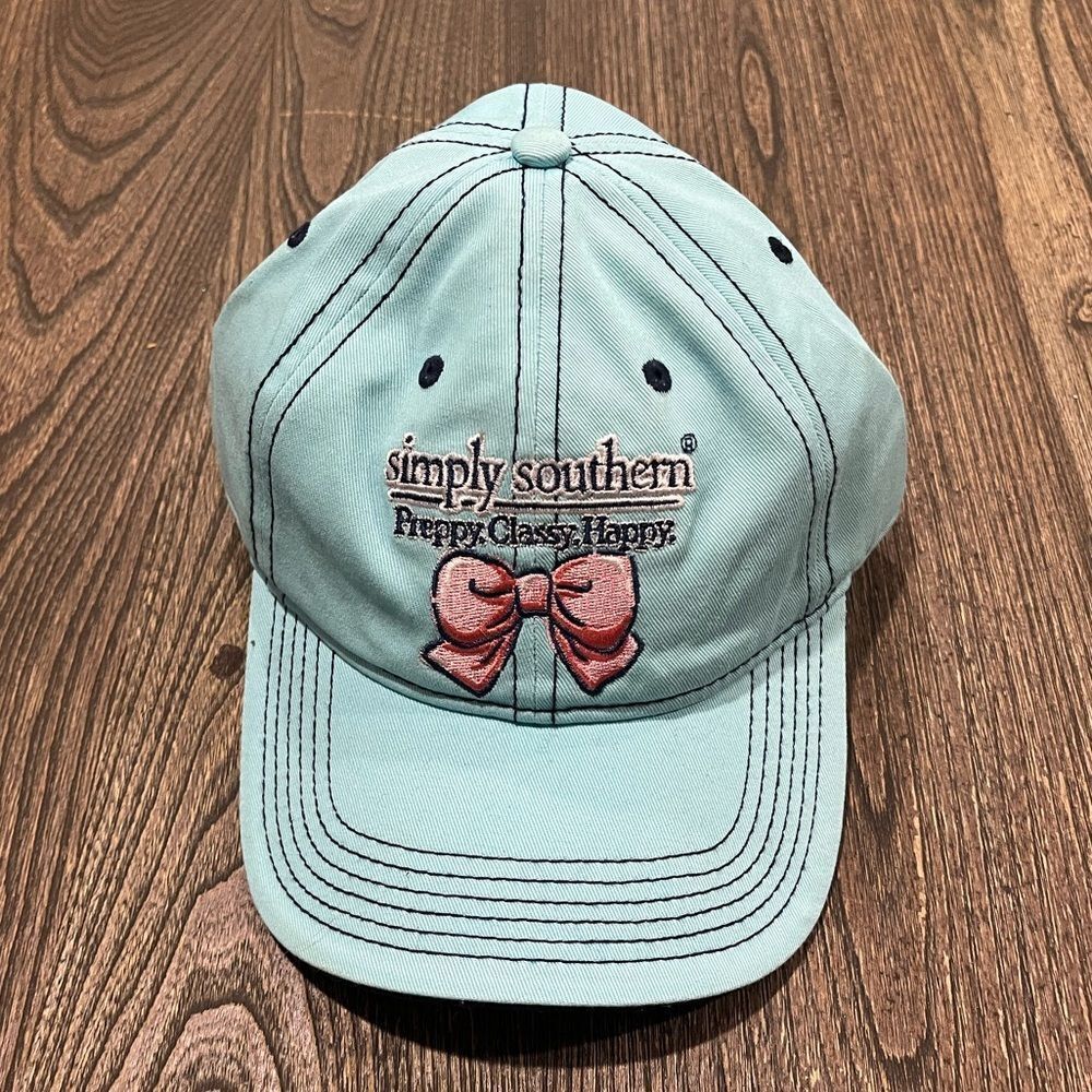 NWOT Simply Southern Cap Baseball Preppy Classy Happy Ball Hat Blue One Size